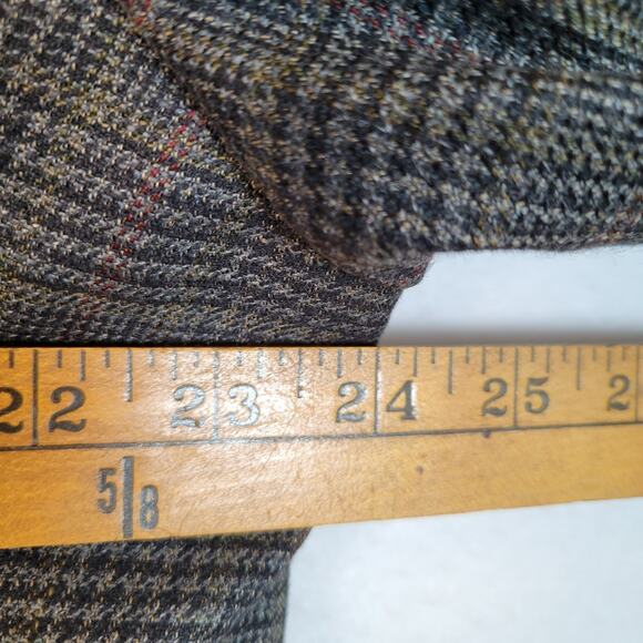 Kroon Mens Plaid Single-Breasted Plaid Wool Silk Blazer Size 44R Brown Professor - Picture 8 of 10